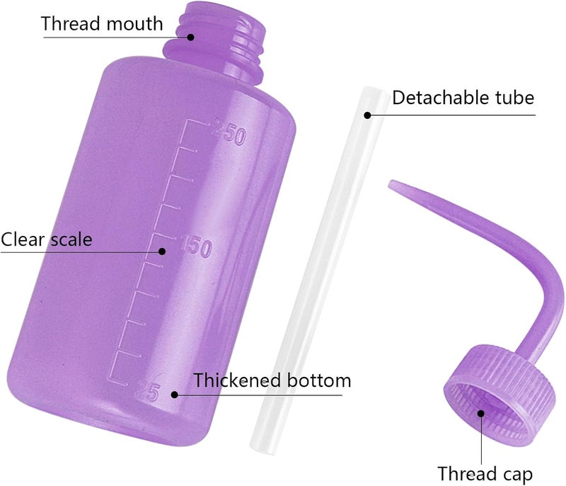 DERSTRA Wash Bottles - 2pcs 250ml Safety Watering Tools, Economy Plastic Squeeze Bottle, Medical Label Green Soap Cleaning, Washing Tool (Purple) - Image 3